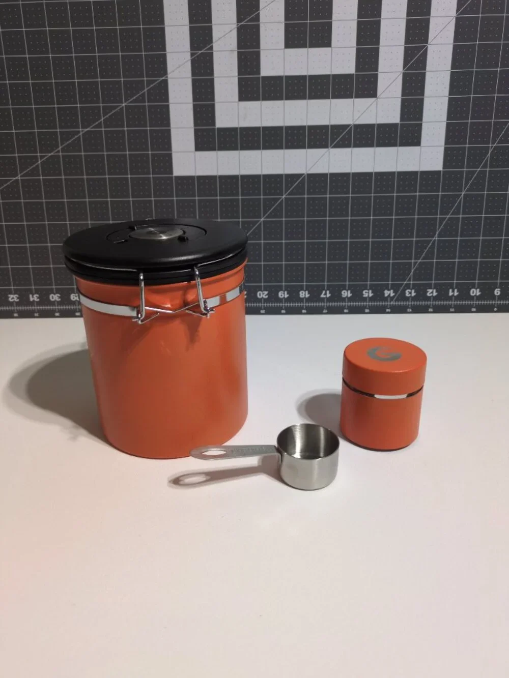 Coffee Gator Orange Canister Set 16 oz Sealed Stainless Steel Coffee Jar Scooper